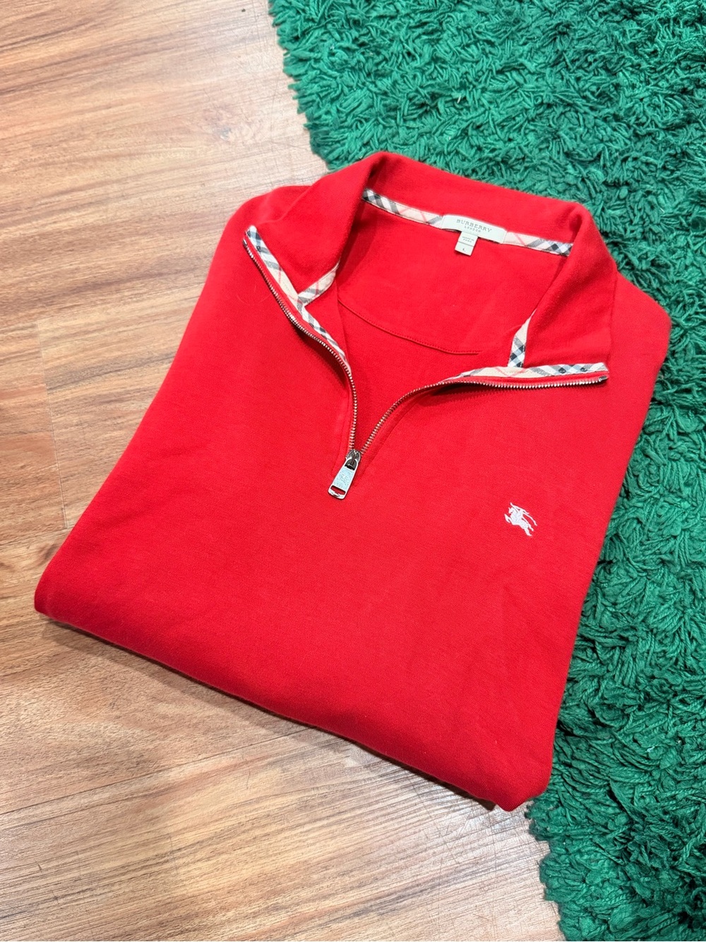 Burberry London Quarter Zip - Red - Size L - Preowned